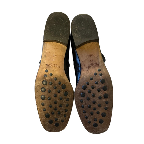 Cole Haan 7.5 Narrow Smooth LEATHER Ankle Boots Low Heel Square Toe Black EUC - Picture 5 of 7